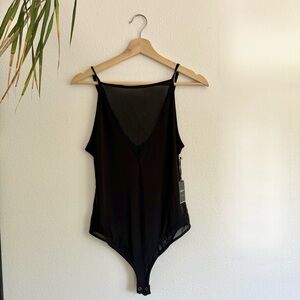 Black Mesh Sleeveless Bodysuit